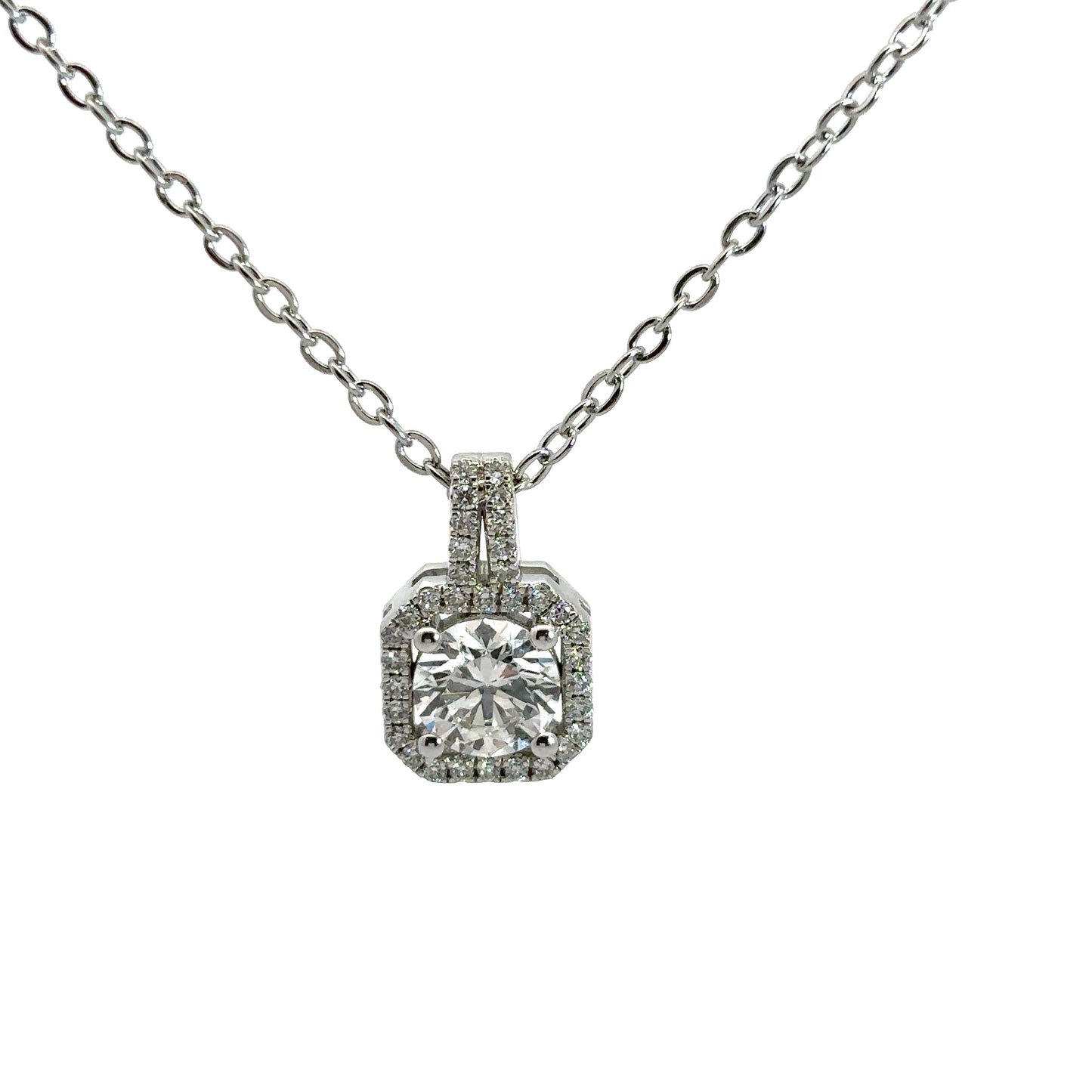 1 Carat Solitaire Round Diamond Halo Of Light Pendant