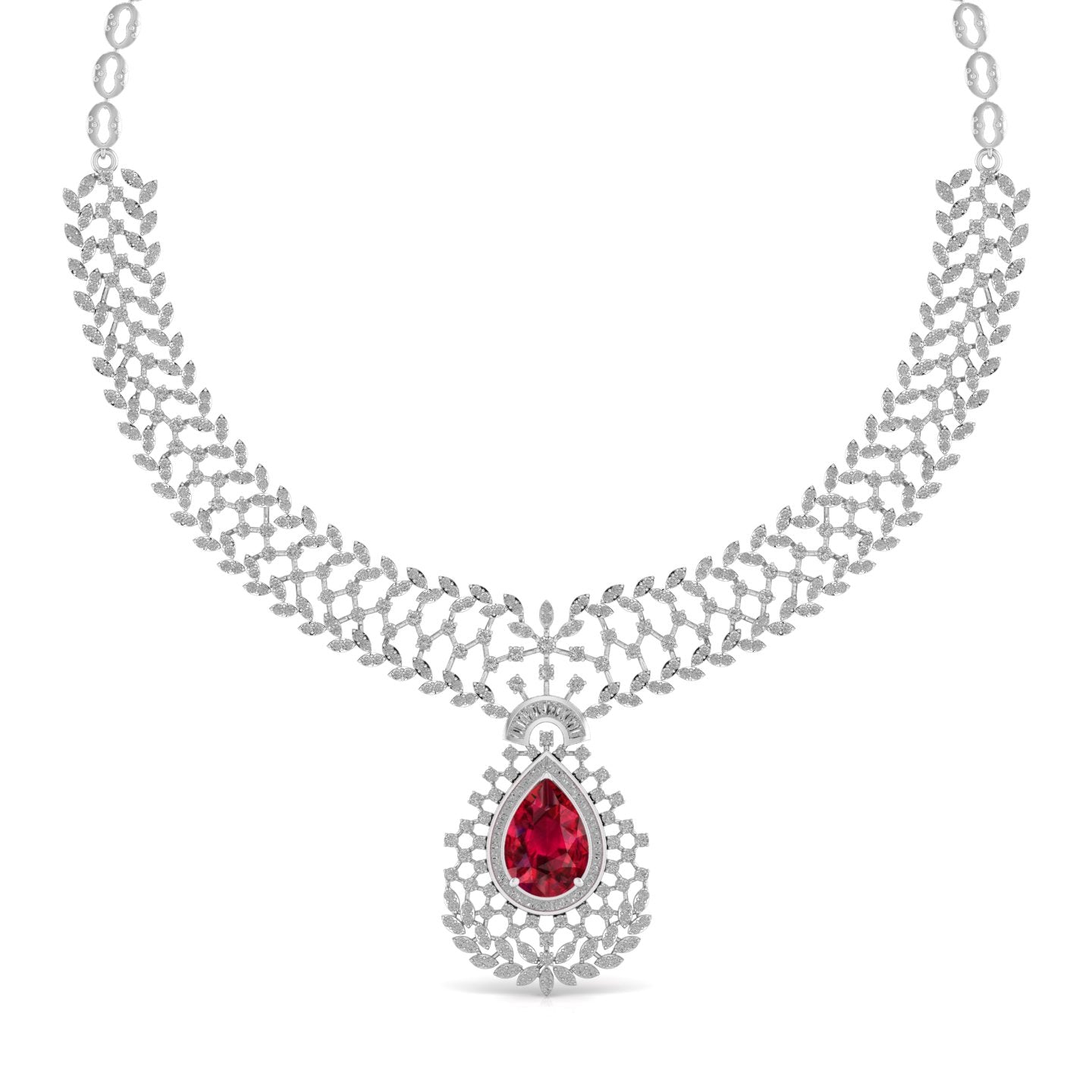 Lab Grown Diamonds & Gem Stone Royal Design Necklace