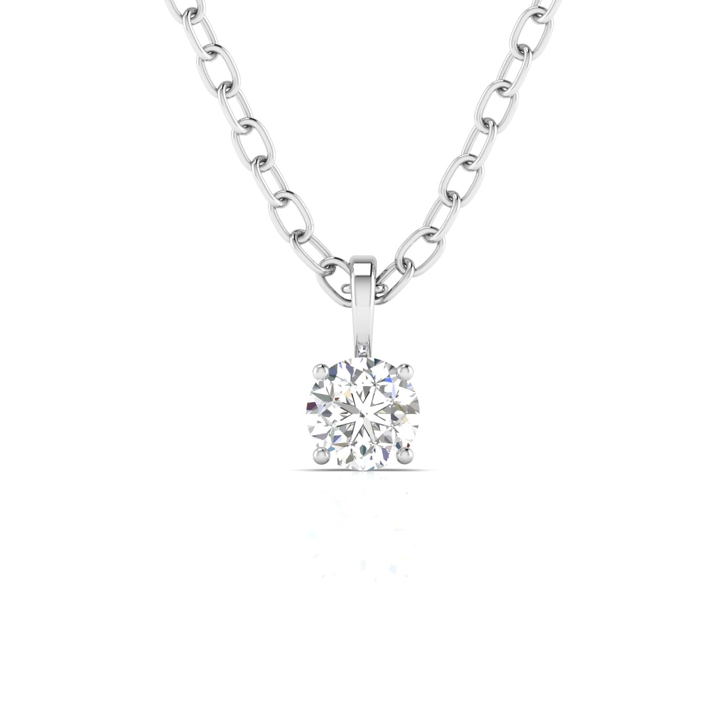 2 Carat Round Cut Solitaire Diamond Chain Pendant