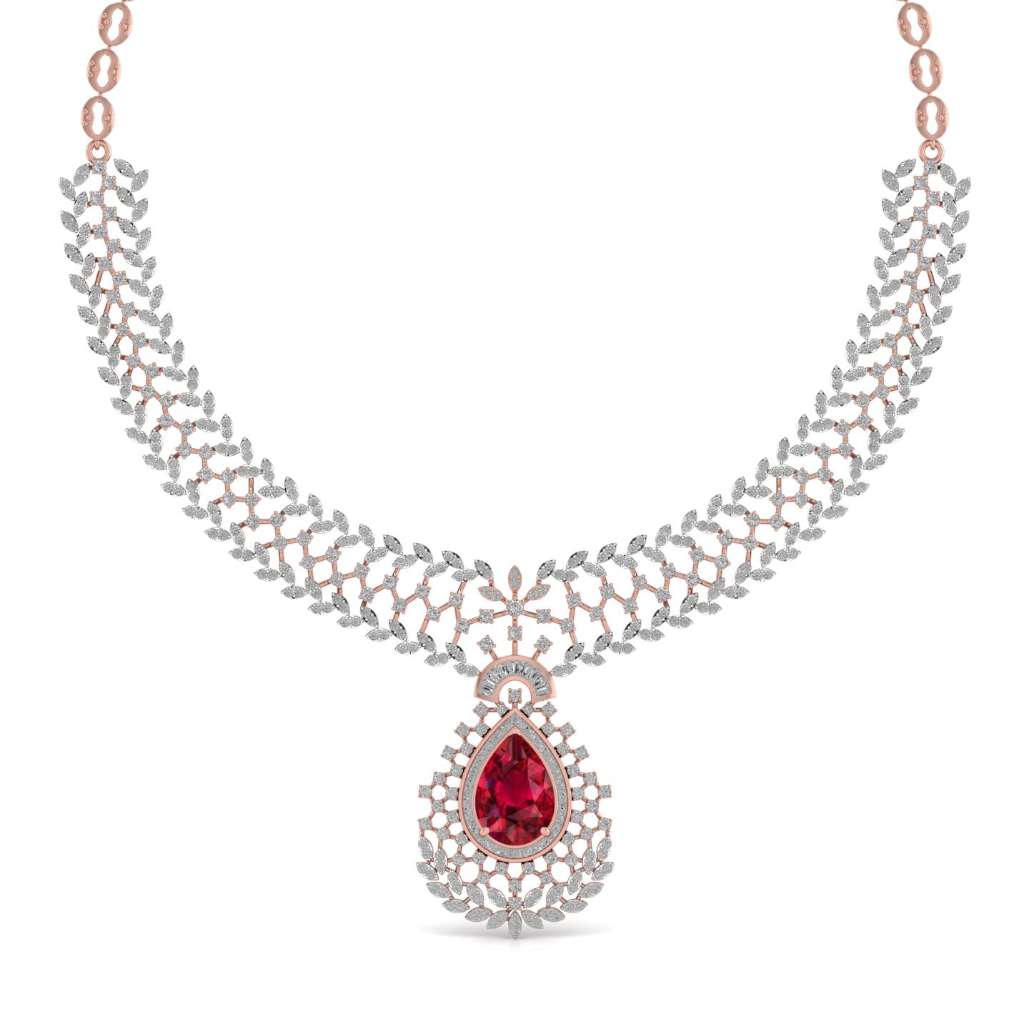 Lab Grown Diamonds & Gem Stone Royal Design Necklace