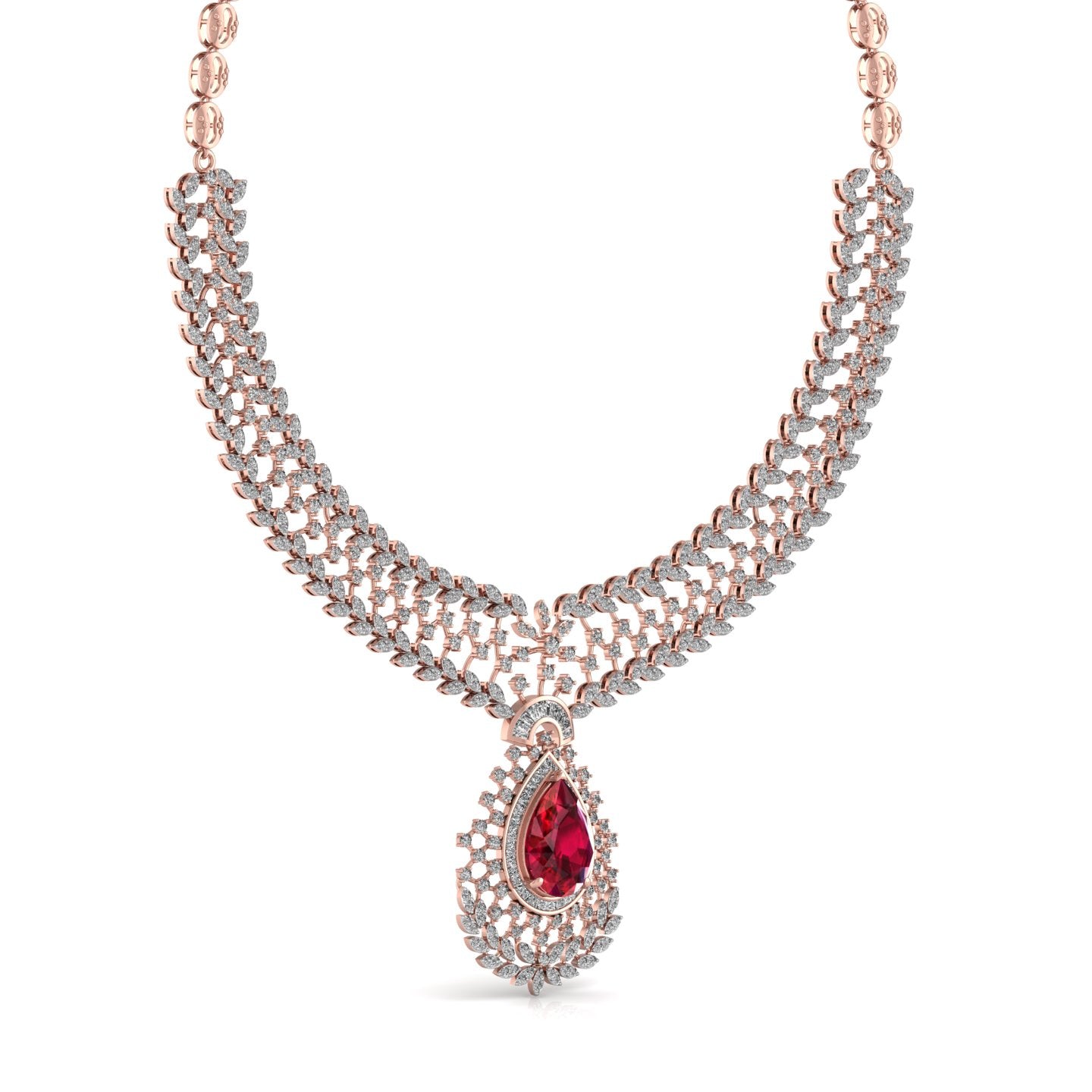 Lab Grown Diamonds & Gem Stone Royal Design Necklace