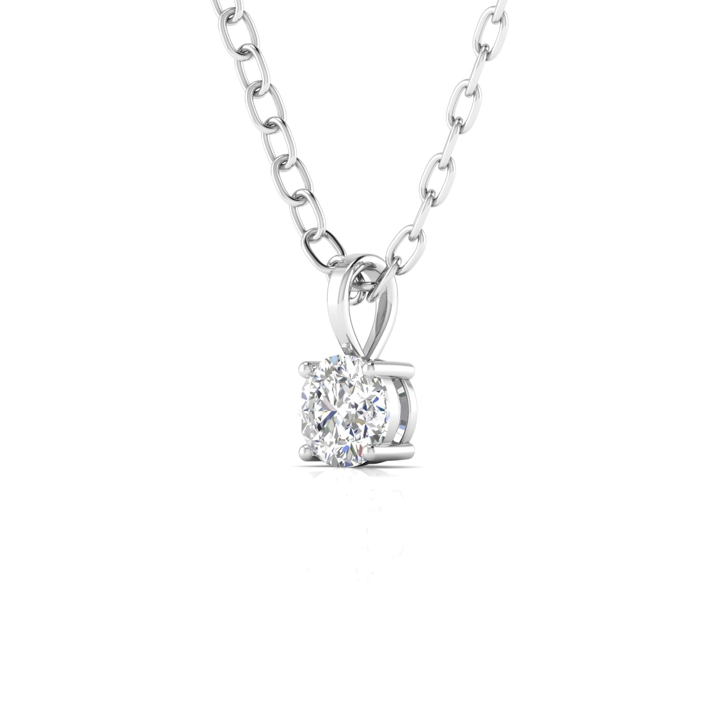 2 Carat Round Cut Solitaire Diamond Chain Pendant