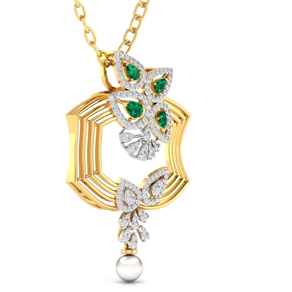 Fancy Pear Cut Emerald Diamond Stunning Pendant