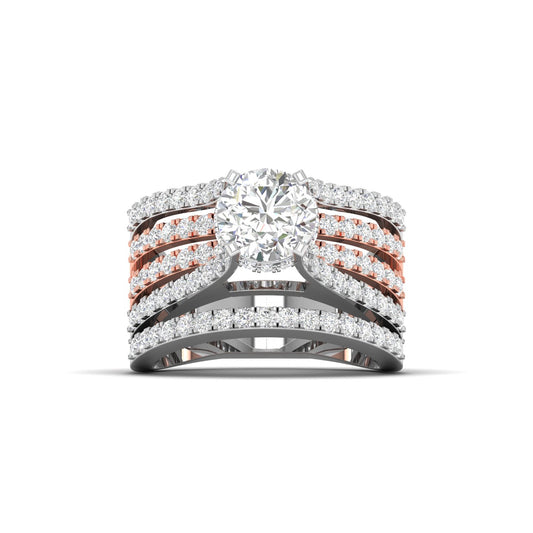 Two-Tone Crossover Round Cut Ring Set