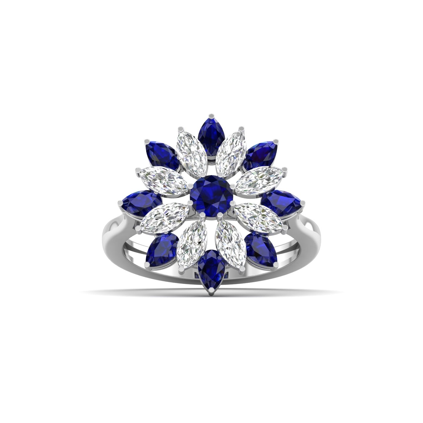 Floral Sapphire and Diamond Ring