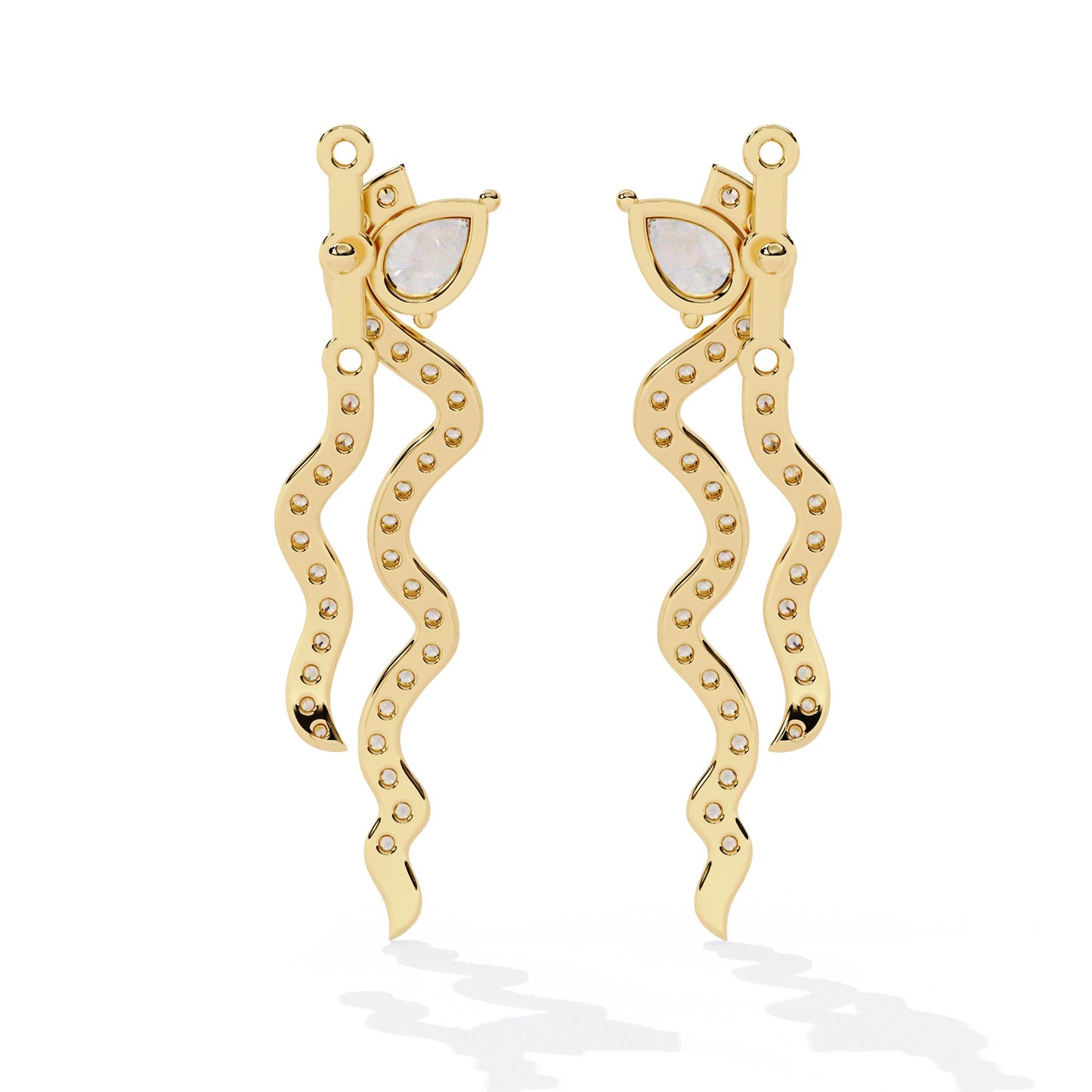 Wavy Diamond Drop Earrings