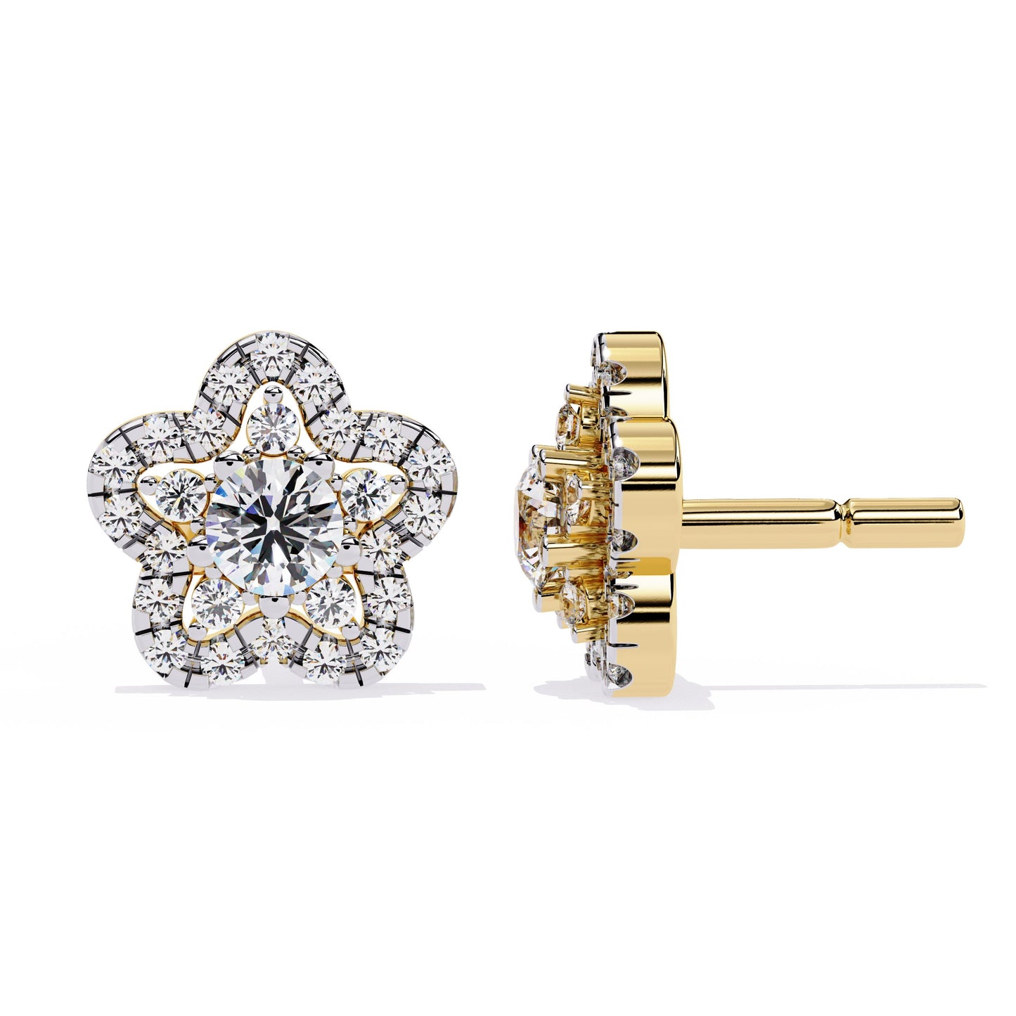 Sparkling Diamond Flower Earrings