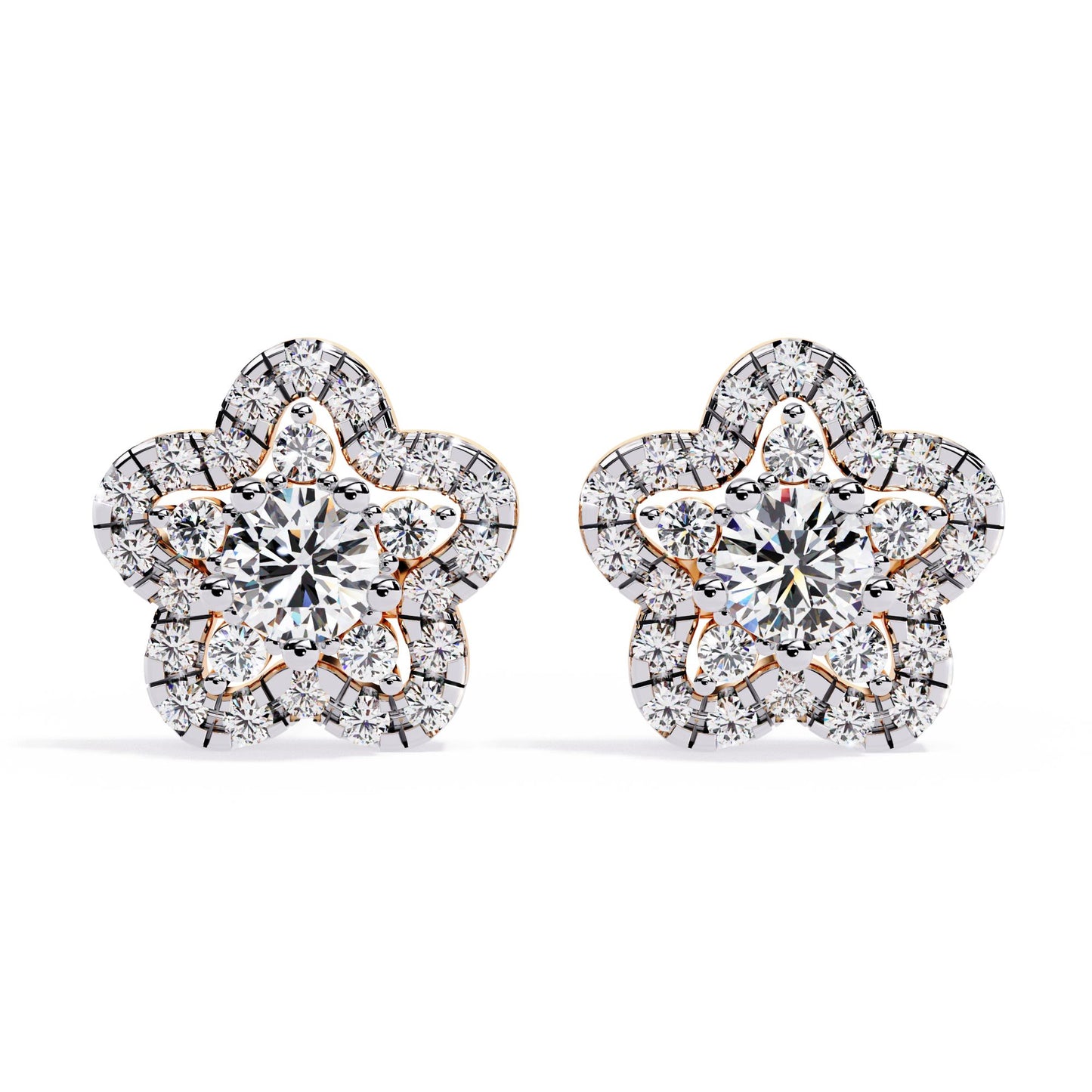 Sparkling Diamond Flower Earrings