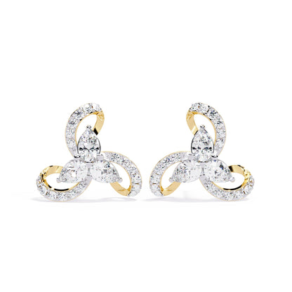 Teardrop and Round Diamond Earrings