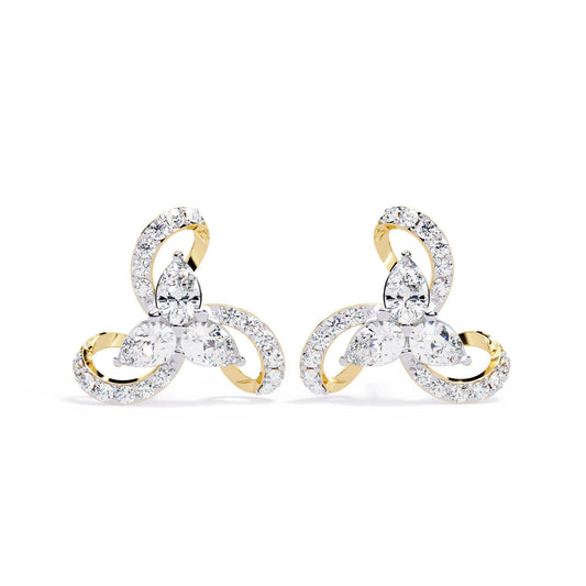 Teardrop and Round Diamond Earrings