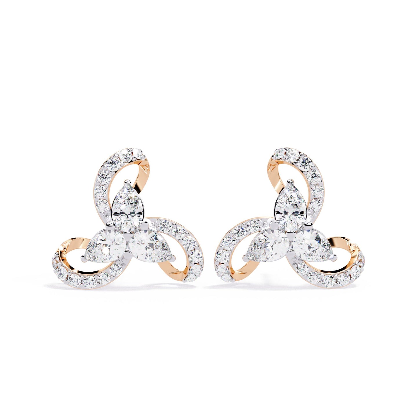 Teardrop and Round Diamond Earrings