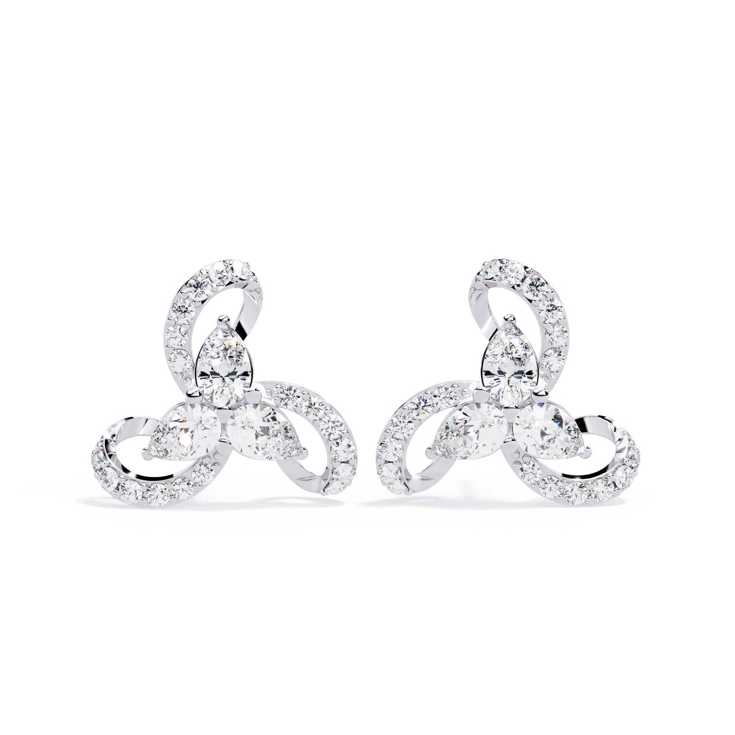 Teardrop and Round Diamond Earrings