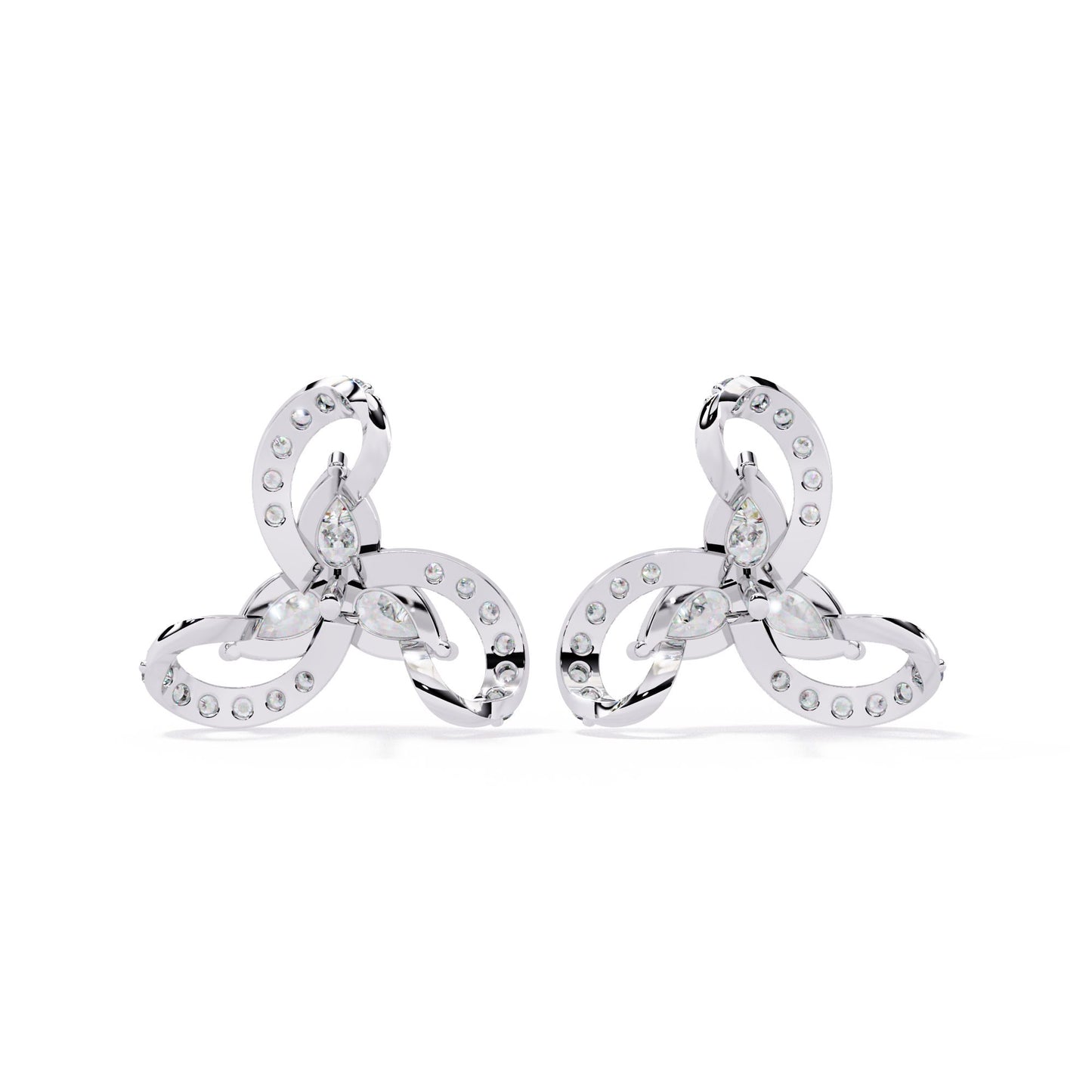 Teardrop and Round Diamond Earrings