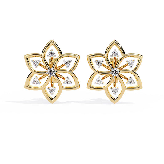 Pretty Flower Studs with Diamond Sparkle