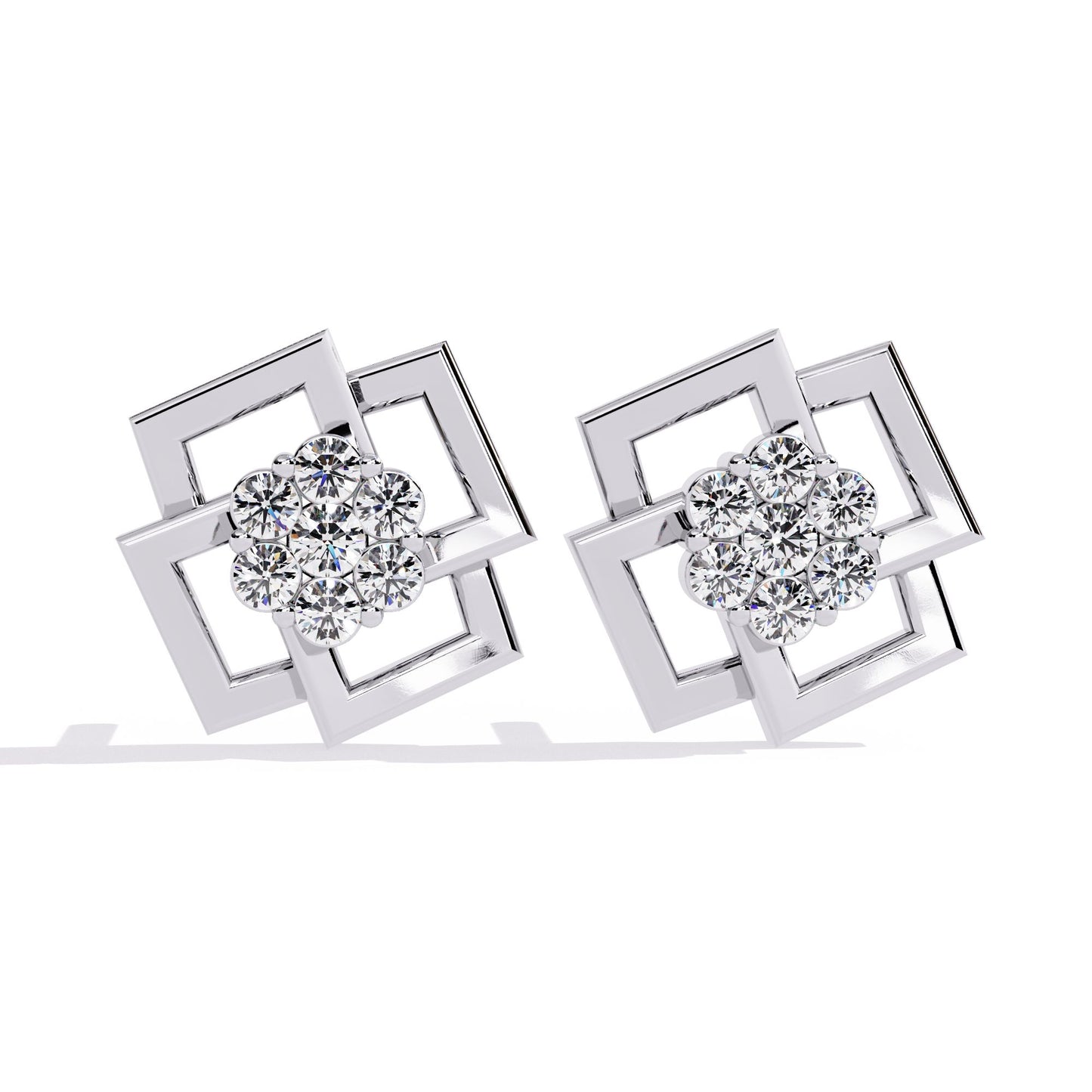 Square Earrings with Circle Center