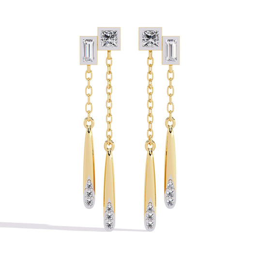 Princess Cut Diamond Drop Earrings