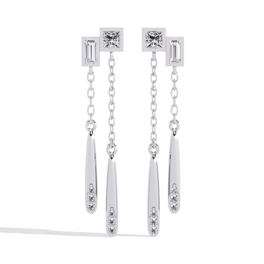 Princess Cut Diamond Drop Earrings