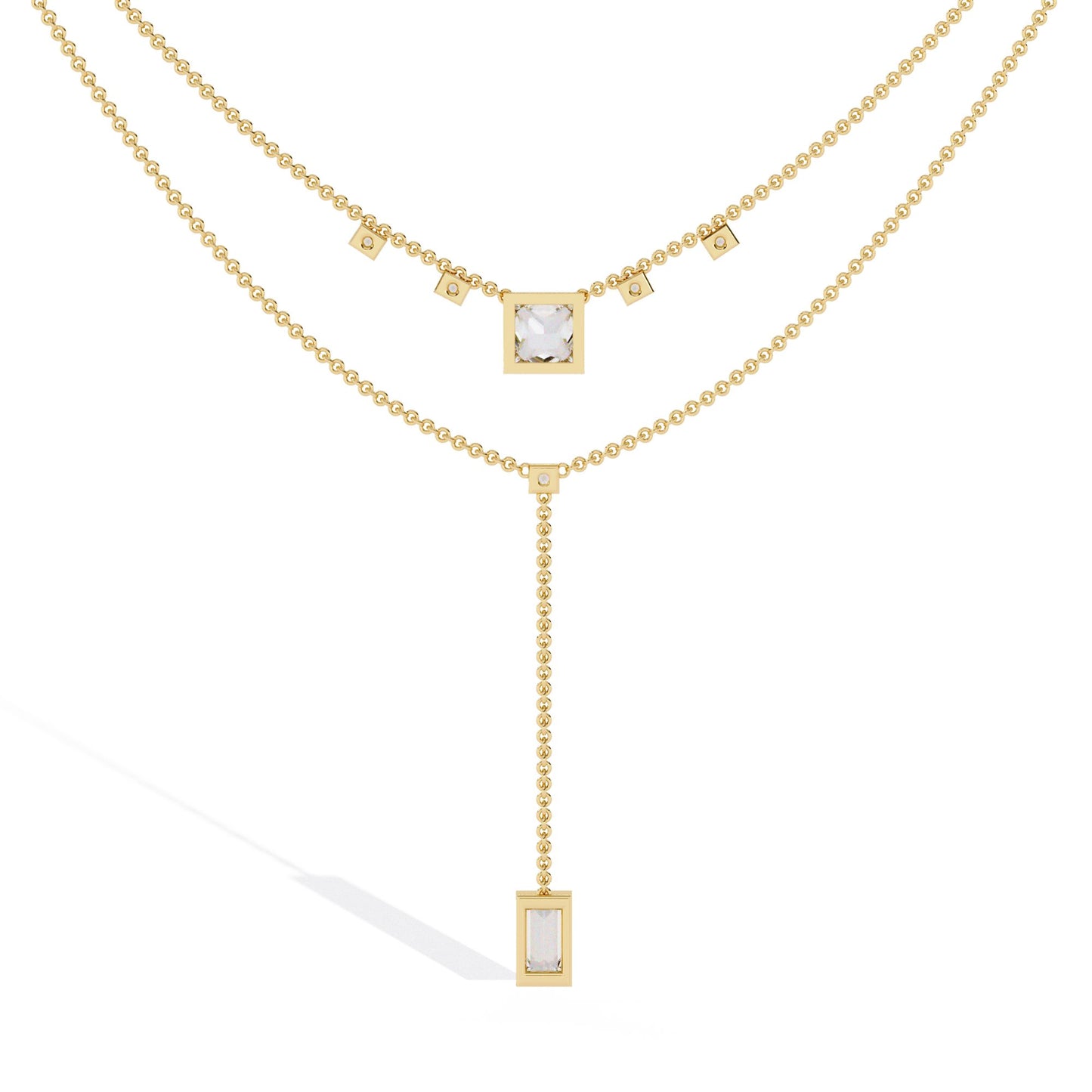 Necklace with Princess and Baguette Diamond Accents