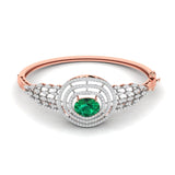 Ivana Jewels Bracelets Rose Gold / 14KT 5.8ct Halo Emerald Diamond Bangle