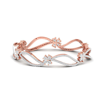 Ivana Jewels Bracelets Rose Gold / 14KT Diamond  Floral Bangle