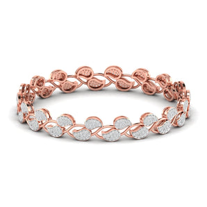 Ivana Jewels Bracelets Rose Gold / 14KT Leaf Design Diamond Bangle