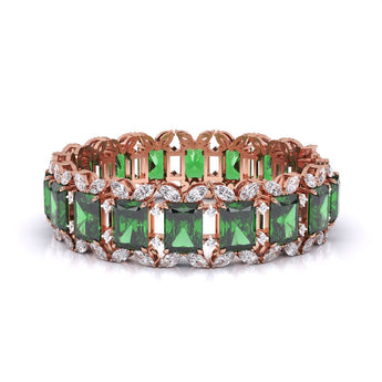 Ivana Jewels Bracelets Rose Gold / 14KT Radiant Cut Green EMERALD Fancy Bracelet