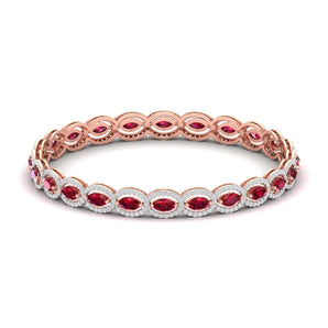 Ivana Jewels Bracelets Rose Gold / 14KT Ruby and Diamond Oval Link Bracelet in Gold