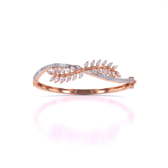 Ivana Jewels Bracelets Rose Gold / 14KT Sterling Leaf Design Twist Bangle