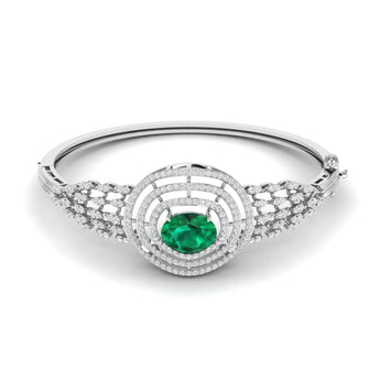 Ivana Jewels Bracelets White Gold / 14KT 5.8ct Halo Emerald Diamond Bangle