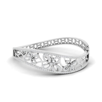 Ivana Jewels Bracelets White Gold / 14KT Bangle with Floral Design