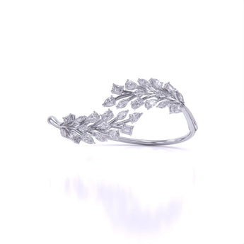 Ivana Jewels Bracelets White Gold / 14KT Fancy Shape Diamonds Leaf style Bangle