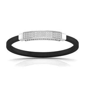 Ivana Jewels Bracelets White Gold / 14KT Ivana Men's Bracelet With Black Colour Band