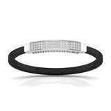 Ivana Jewels Bracelets White Gold / 14KT Ivana Men's Bracelet With Black Colour Band