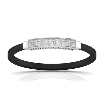 Ivana Jewels Bracelets White Gold / 14KT Ivana Men's Bracelet With Black Colour Band