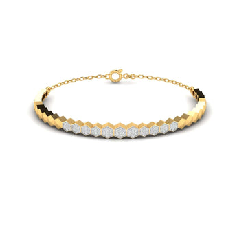Ivana Jewels Bracelets Yellow Gold / 14KT 0.44 Carat Diamond Gold Hexagon Bangle