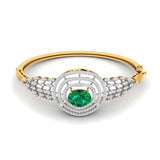 Ivana Jewels Bracelets Yellow Gold / 14KT 5.8ct Halo Emerald Diamond Bangle