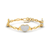 Ivana Jewels Bracelets Yellow Gold / 14KT Gold Heart Bracelet with Pave Diamonds