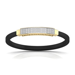 Ivana Jewels Bracelets Yellow Gold / 14KT Ivana Men's Bracelet With Black Colour Band