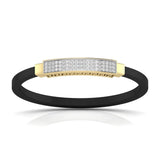 Ivana Jewels Bracelets Yellow Gold / 14KT Ivana Men's Bracelet With Black Colour Band