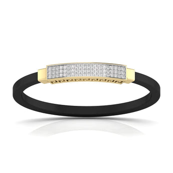 Ivana Jewels Bracelets Yellow Gold / 14KT Ivana Men's Bracelet With Black Colour Band
