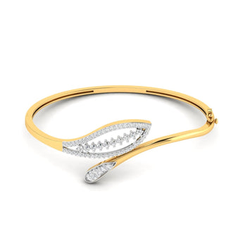 Ivana Jewels Bracelets Yellow Gold / 14KT Leaf Whisper Gold Diamond Bangle