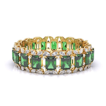 Ivana Jewels Bracelets Yellow Gold / 14KT Radiant Cut Green EMERALD Fancy Bracelet