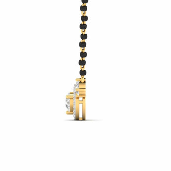Ivana Jewels Chain Pendant Luxurious Black Bead Mangalsutra with Triple Diamond Pendant