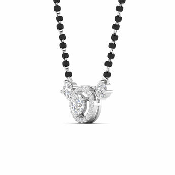 Ivana Jewels Chain Pendant Luxurious Black Bead Mangalsutra with Triple Diamond Pendant