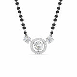 Ivana Jewels Chain Pendant White Gold / 14KT Luxurious Black Bead Mangalsutra with Triple Diamond Pendant