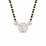 Ivana Jewels Chain Pendant Yellow Gold / 14KT Luxurious Black Bead Mangalsutra with Triple Diamond Pendant