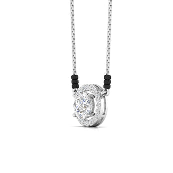 Ivana Jewels Charms & Pendant 80 Pointers Round Cut Solitaire Diamond Halo Mangalsutra
