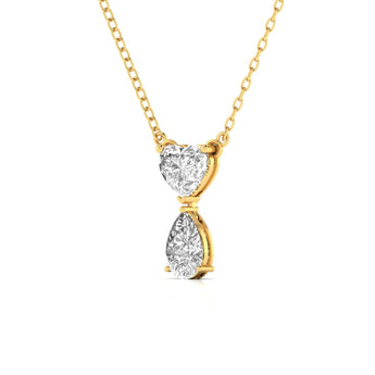 Ivana Jewels Charms & Pendant Heart & Pear Shape Solitaire Diamonds Chain Pendant