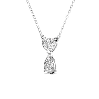 Ivana Jewels Charms & Pendant Heart & Pear Shape Solitaire Diamonds Chain Pendant