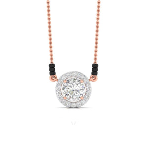 Ivana Jewels Charms & Pendant Rose Gold / 14KT 80 Pointers Round Cut Solitaire Diamond Halo Mangalsutra